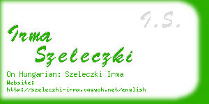 irma szeleczki business card